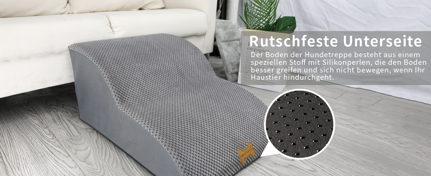 Non-slip dog stairs for small dogs, 2-step, pet stairs for bed and sofa made of high-density sponge, dog stairs/ramp with removable, washable cover and non-slip bottom, 55x40x30cm