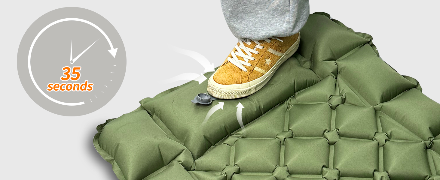 Каремат для кемпінгу Saphirblau: самонадувний килимок для відпочинку на природі з помпою та подушкою