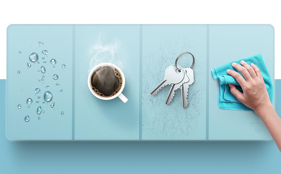 Підкладка для столу HAMZAM з PU шкіри, 90x40 см - преміум якість, з інтегрованим мишкою, для офісу та дому