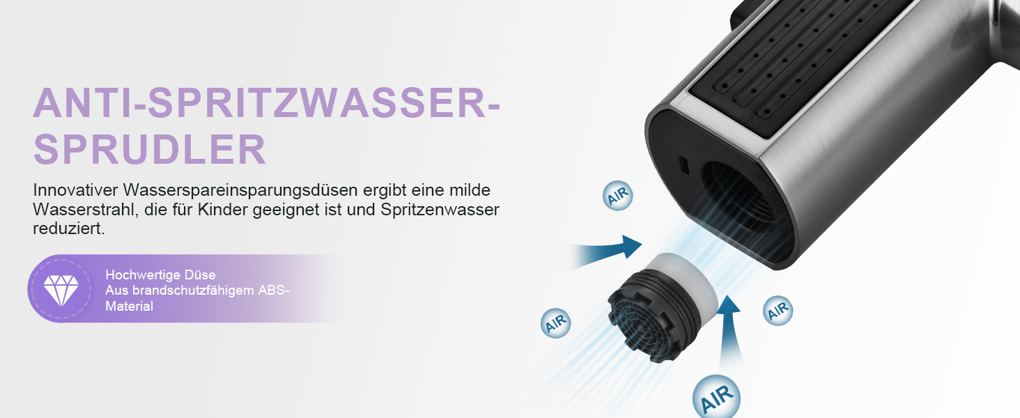 Кухонний змішувач iVIGA висувний з дозатором, водоспад, 360° поворот, 3 режими, щіткова нікель, T-подібний