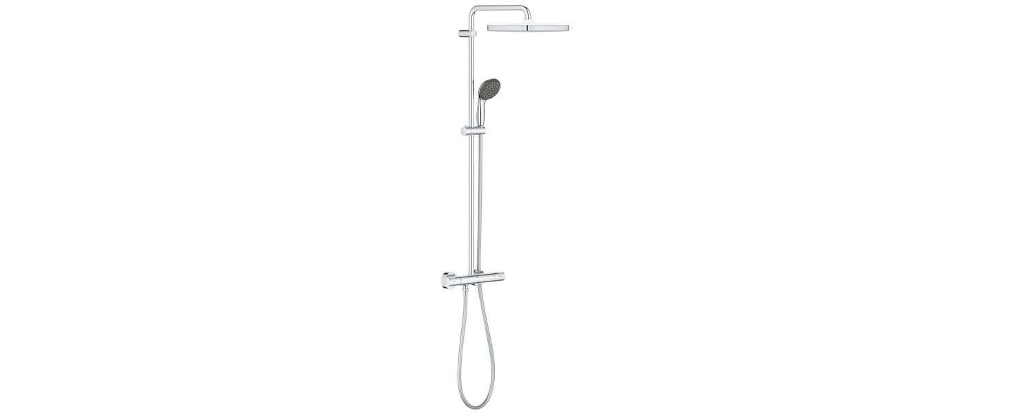 Душова лійка GROHE Vitalio Start 250, квадратна, хром, антивапняна система, водозберігаюча, довговічне покриття