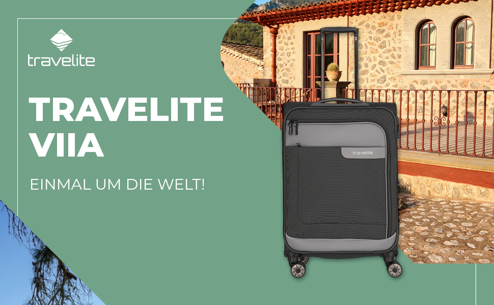Валіза Travelite серії VIIA L на 4 колесах, м'яка, з розширенням, захистом кутів, з переробленого матеріалу, 77 см, 91-103 л, сіра