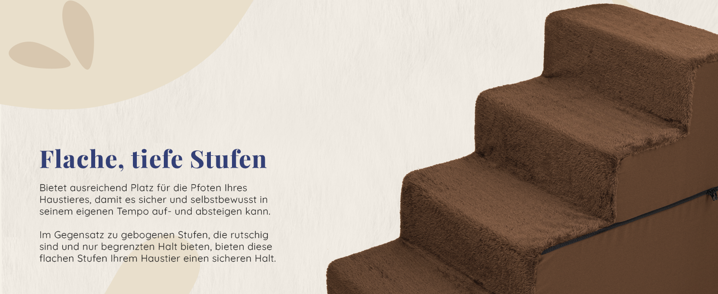 Сходинки для собак на ліжко та диван - 4 сходинки, 58 см - з піносподуху, для маленьких собак, безпечні та стабільні, знімний та пральний чохол, світло-сірий (4-Brown)