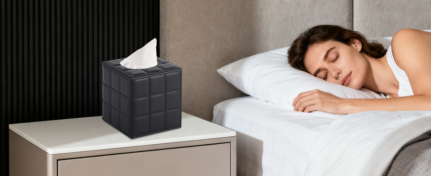 Скляна коробка для серветок прямокутна, чорна в клітинку, для ванної, тумбочки, авто, офісу