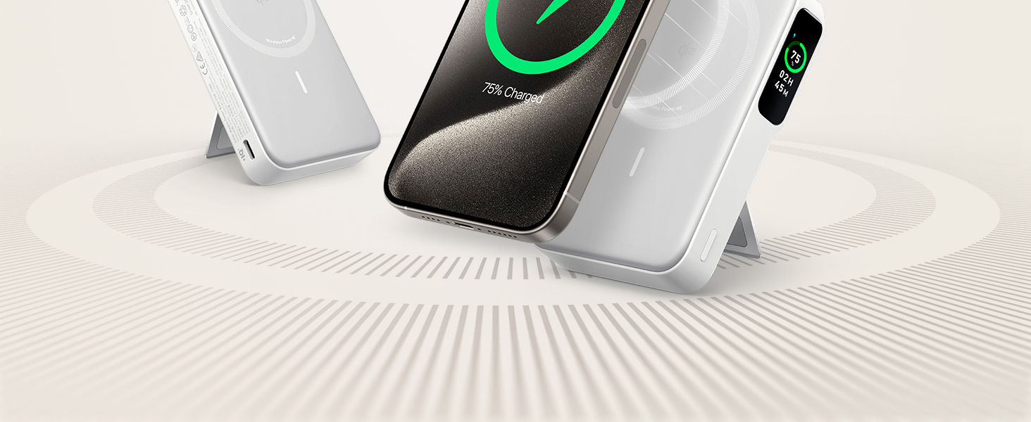 Powerbank Anker MagGo: 10000mAh, Qi2, 15W, MagSafe, USB-C, з дисплеєм та підставкою