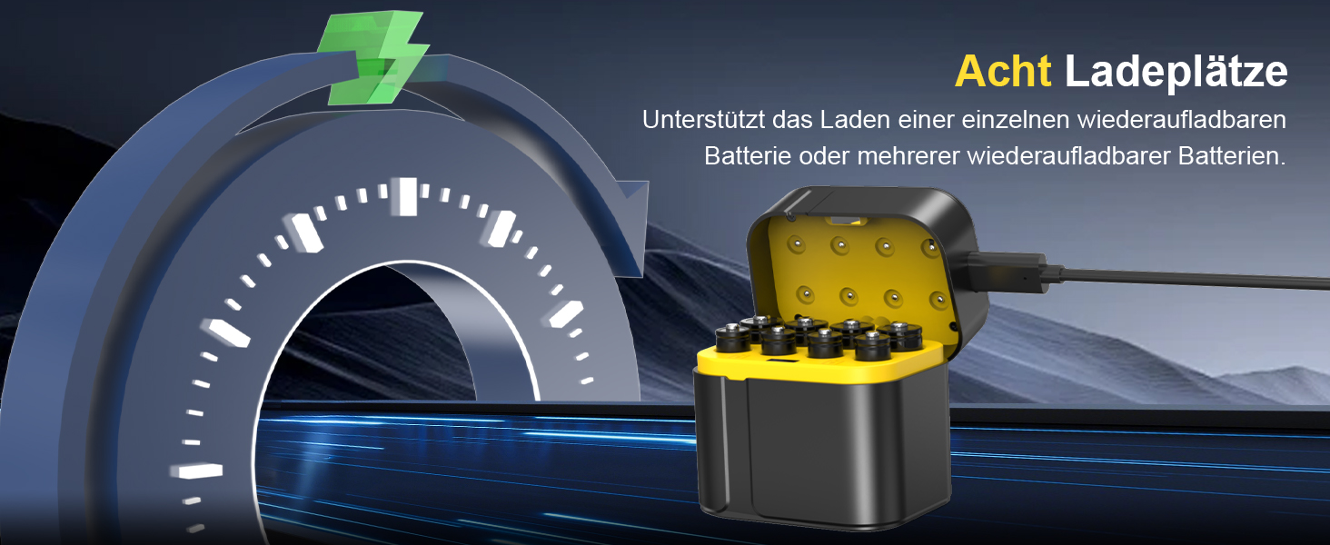SURFOU Акумулятори Li-Ion 4xAA + 4xAAA з зарядним пристроєм, 1300 мАг, 1600+ циклів, 4xAA 3700мАг, 4xAAA 1300мАг