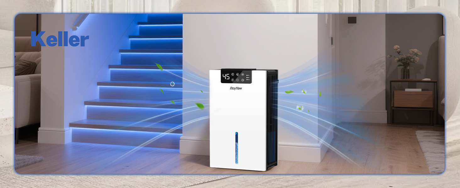 Електричний осушувач повітря 2700 мл з фільтром, LED дисплеєм та автовимкненням, білий