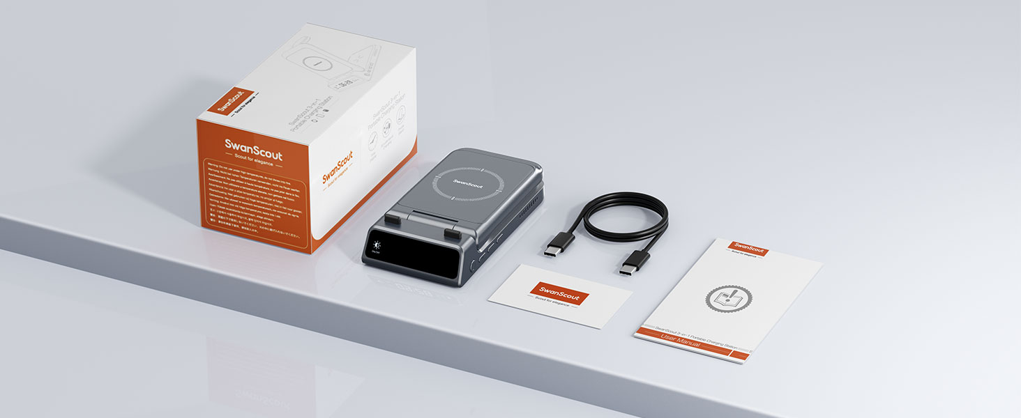 Бездротова зарядка SwanScout 703S 3-в-1 для Samsung Galaxy S25/S24/Fold 7, Watch 8/8 Classic/Ultra та Buds (Технічний сірий)