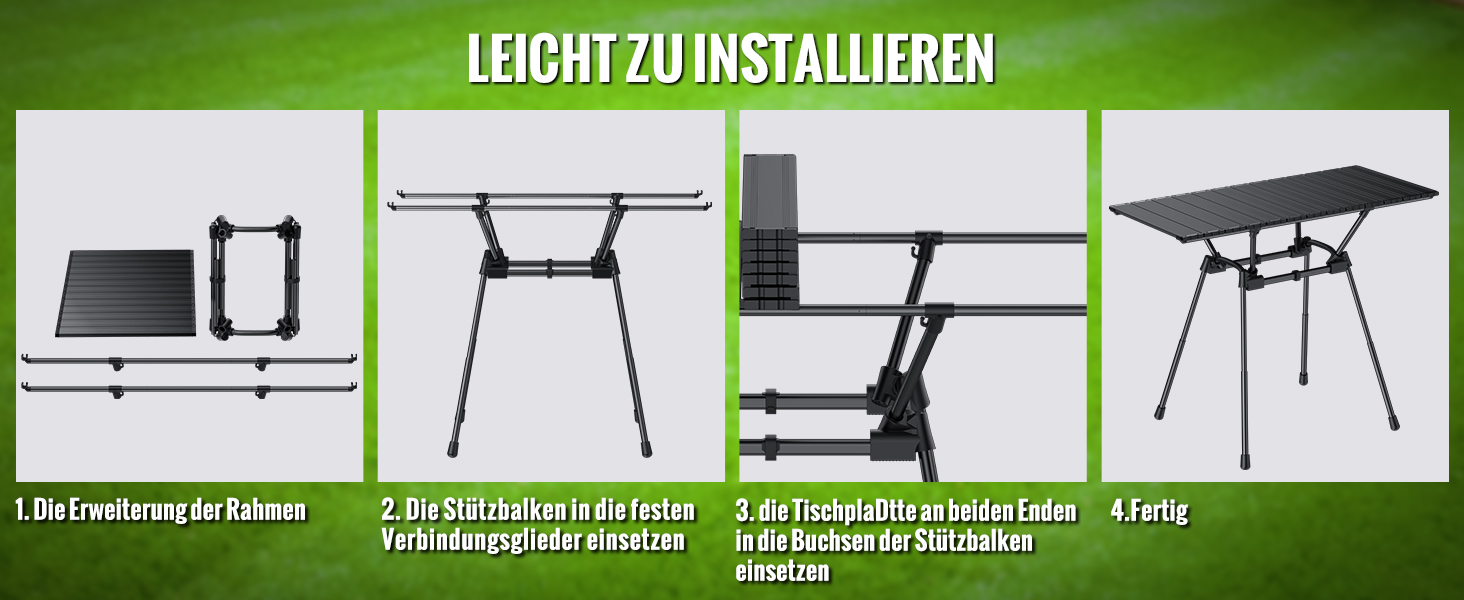 Складаний туристичний стіл Garllen 82x40 см, регулювання висоти (44/70 см), знімний стіл зі сталі, для пікніка, грилю, саду та кемпінгу