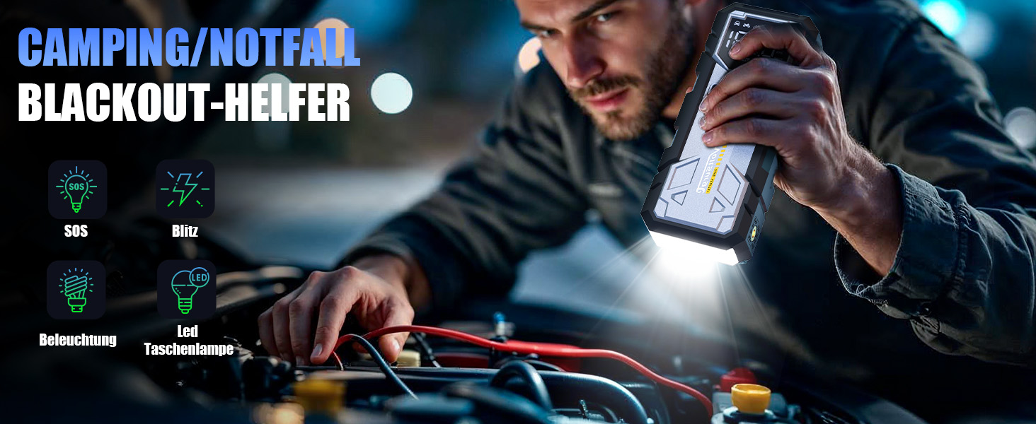 Powerbank Starthilfe 7000A з компресором та LED-ліхтариком: 160PSI, 12V для бензинових та дизельних авто