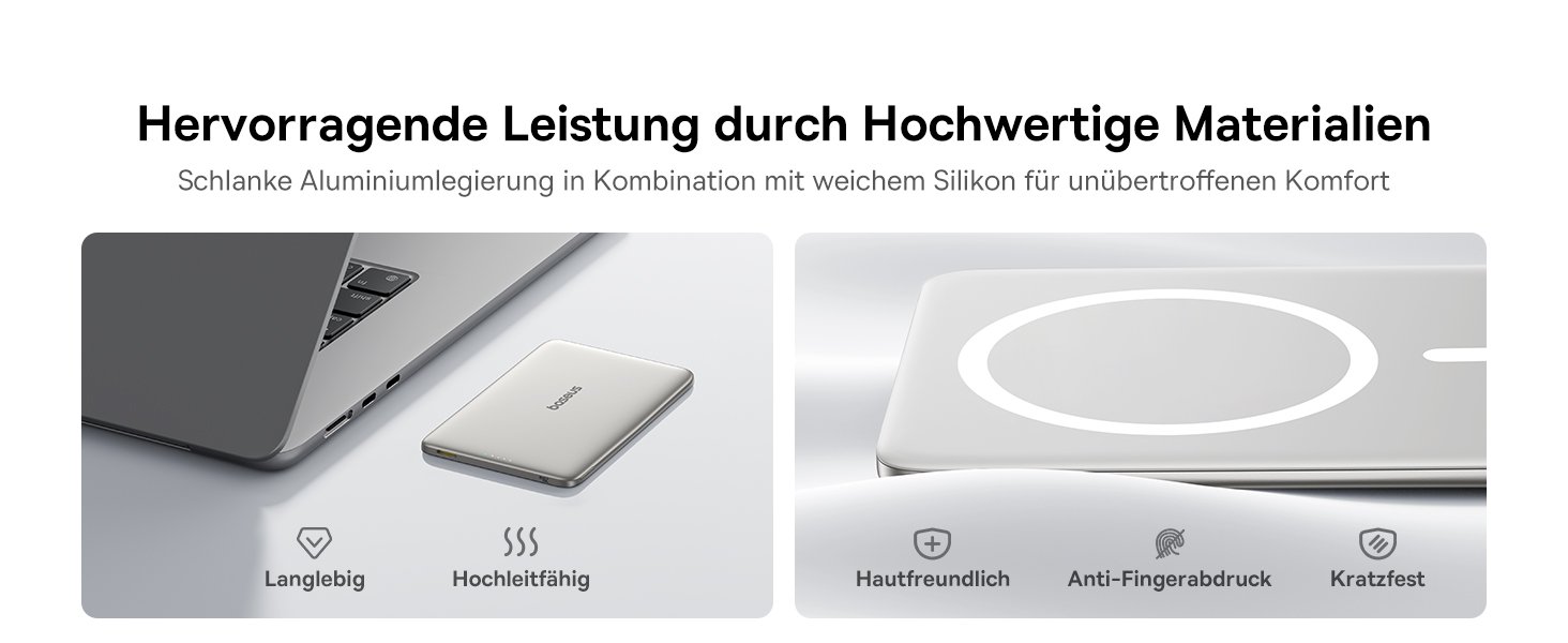 Power Bank Baseus Picogo AM41: Тонкий Magsafe Powerbank, PD 20W, 5000mAh, USB-C, для iPhone 17/16/15/14/13/12 (Titan)