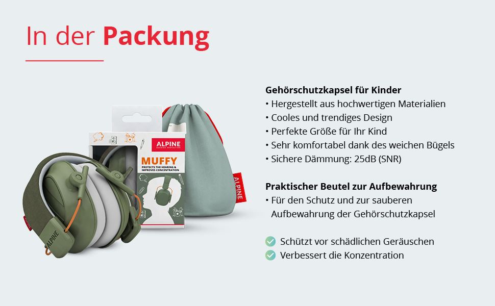 Дитячі навушники шумозаглушення Alpine Muffy – комфортний захист вух для дітей до 16 років, зелені