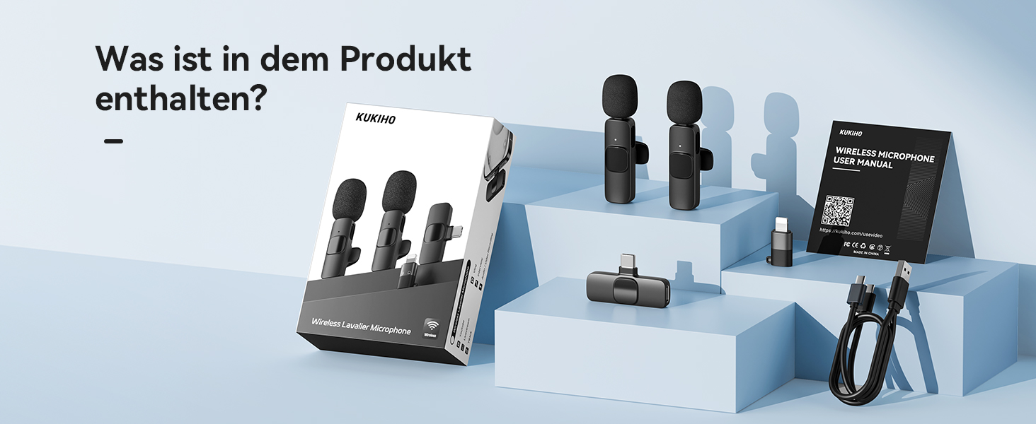 Бездротові петличні мікрофони 2 шт. для iPhone/iPad/Android, з шумозаглушенням, Plug-and-Play, для відео, подкастів, YouTube, TikTok, Vlog, чорний