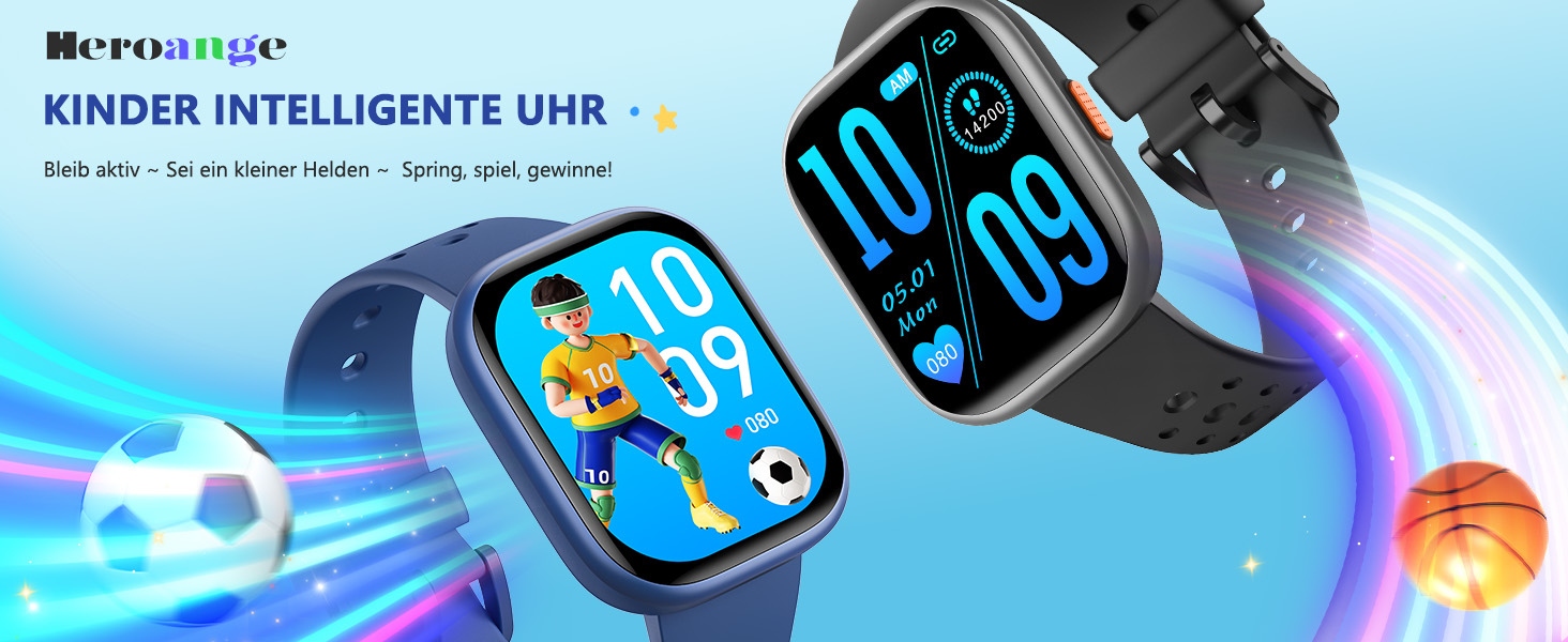 Дитячий розумний годинник Kinder Smartwatch для дівчаток та хлопчиків, водонепроникний (IP68), фітнес-трекер з пульсометром, монітором сну, іграми-пазлами та додатком, подарунок для підлітків 6+ (блакитний)