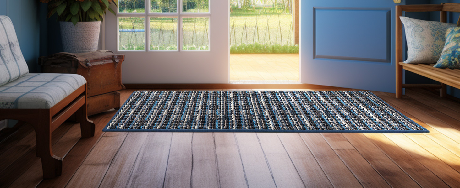 Килимок для дому 50x80 см, антиковзаючий, миючий, для входу, тераси, саду - блакитний