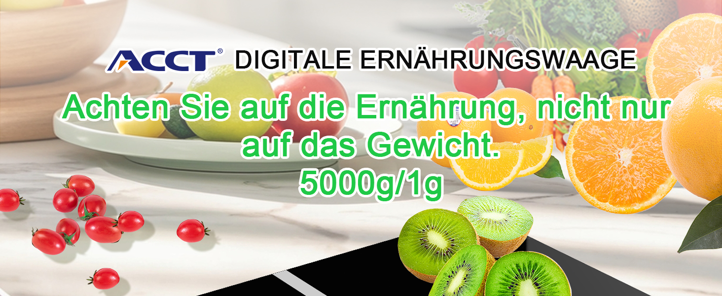 Розумна вага ACCT 5000g для харчування: з кодами продуктів, контролем порцій, для випічки та схуднення. 4 одиниці, функція тарування, батарейки
