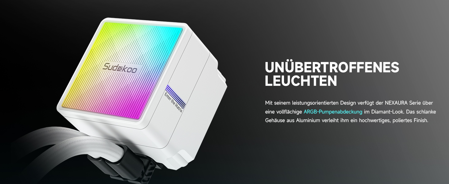 Система водяного охолодження CPU Sudokoo NEXAURA 240: 360мм AIO з 3 вентиляторами PWM ARGB, тиха помпа 2500-3600 RPM, підтримка Intel LGA 1851/1700/1200/115X, AMD AM5/AM4, TDP 300W