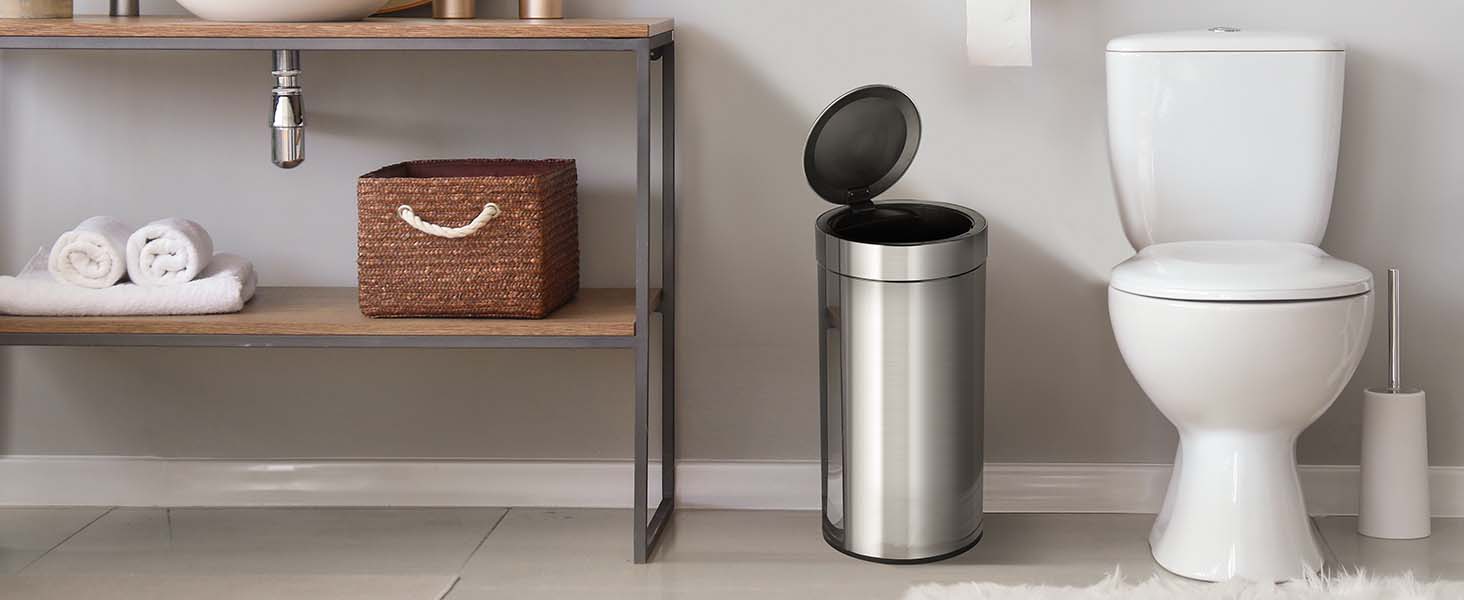 Відро для сміття Ribelli 30L з нержавіючої сталі, з педальним механізмом, м'яким закриттям, для сортування сміття, кругле (матова сіра сталь з датчиком)