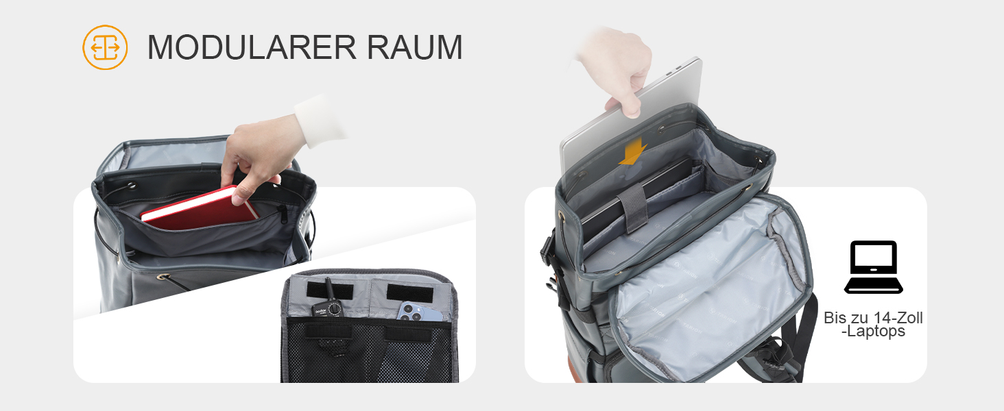 TARION Рюкзак для фотоапарата Kaera: водонепроникний рюкзак для фотокамери, рюкзак з відділенням для ноутбука 14 дюймів, рейнкавер (зелений, синій, M)