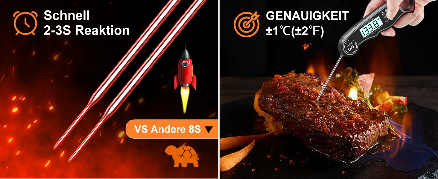 Цифровий термометр для м'яса: миттєве зчитування, для приготування на грилі та в духовці, з магнітною основою та сигналом тривоги, для кухні, барбекю та лабораторій