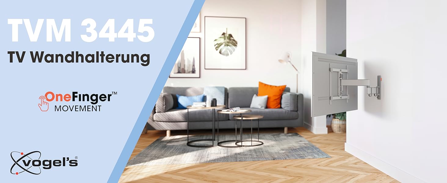 Кріплення для телевізора Vogel's Comfort TVM 3445, поворотне, для телевізорів 32-65 дюймів, до 25 кг, кут повороту 180°, VESA 400x400, білий