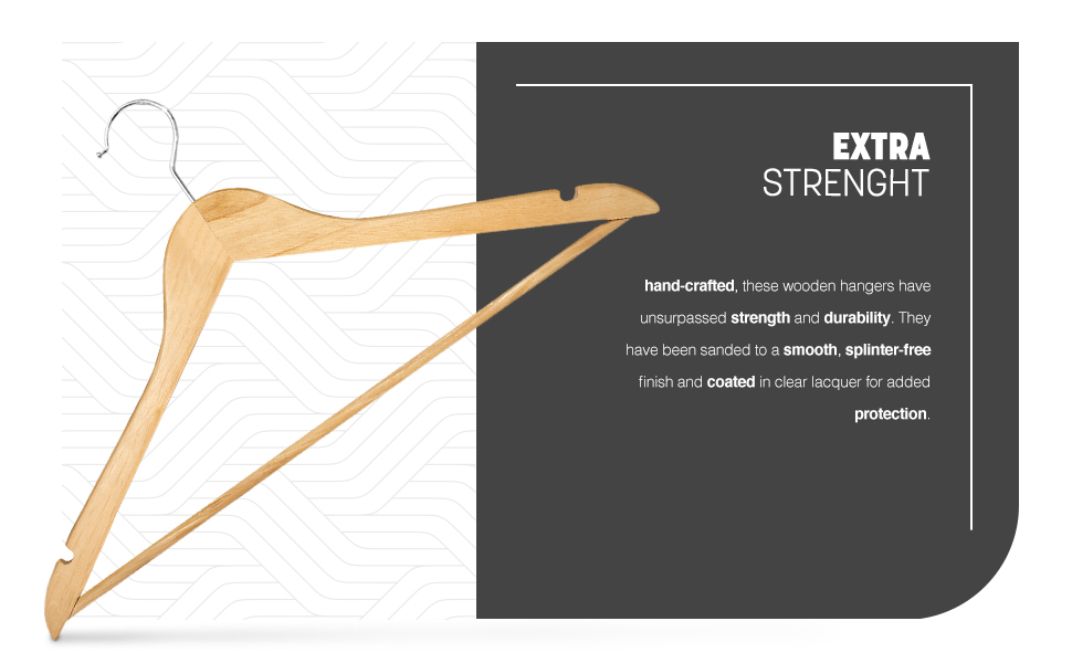 Плечики для одягу KEPLIN Starker з натурального дерева (30 шт.) з обертовим гаком 360° та перекладиною для штанів, з вирізами для плечей - довговічні, економні, підходять для пальто, жакета, костюма