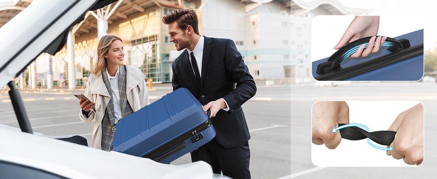 KONO Валіза-Тролей XL (74 см) з ABS+PC, 4 колеса, TSA-замок, для подорожей, бізнесу та сімейного відпочинку, темно-синій