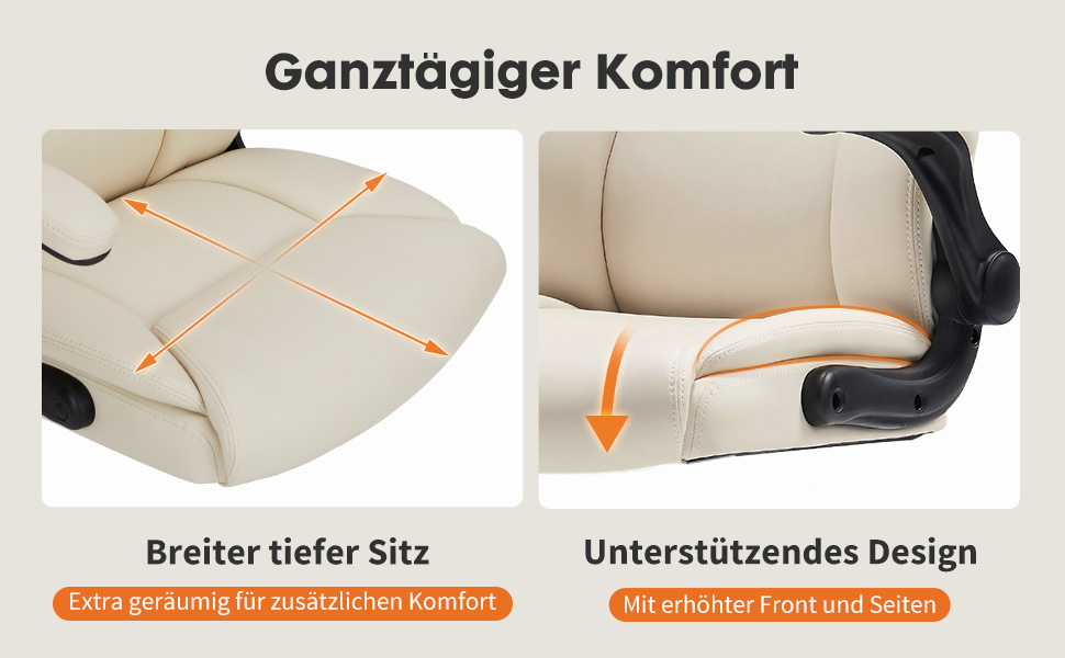 Крісло шеф-кухаря Sweetcrispy з PU шкіри, ергономічне офісне крісло, крісло для комп'ютера з високою спинкою, геймерське крісло для роботи та відпочинку, біле