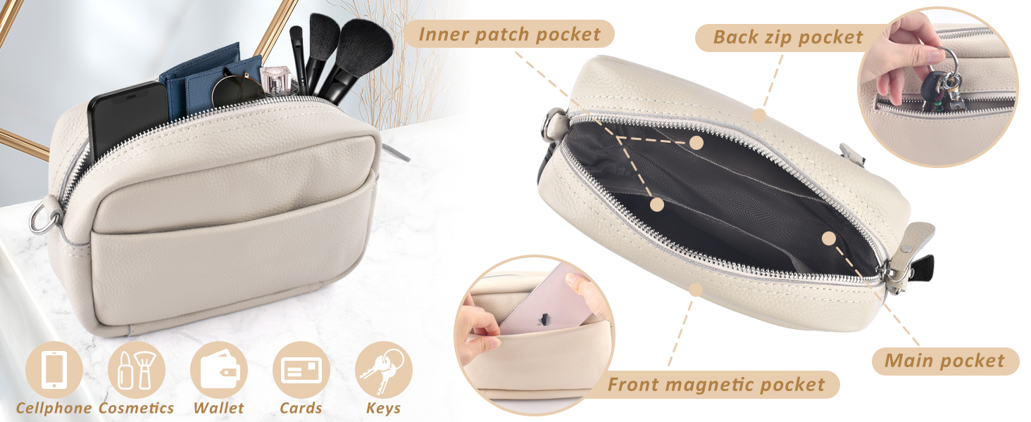 Сумка жіноча BROTOU через плече зі шкіри, чорна крос-боді з широким ременем та відділеннями для карт