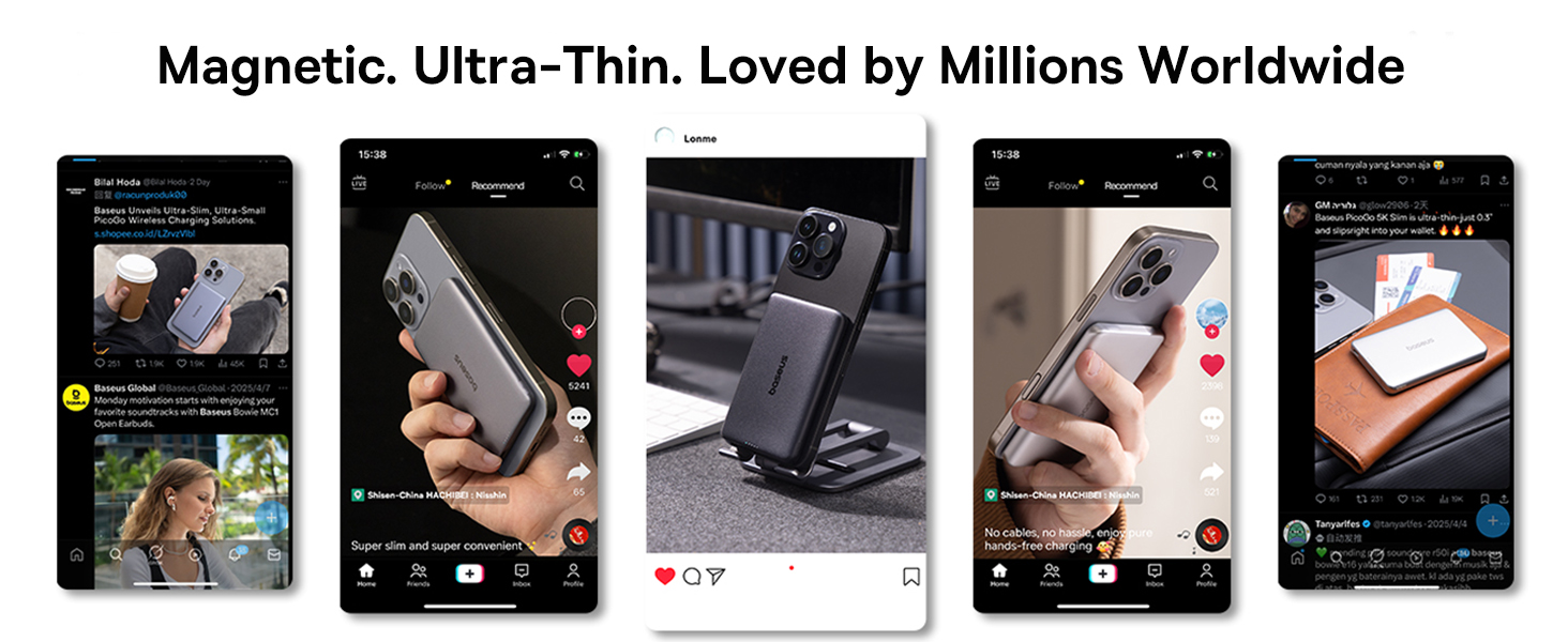 Power Bank Baseus Picogo AM41: 10000mAh, Qi2 Magsafe, 27W PD, бездротова зарядка, рожевий