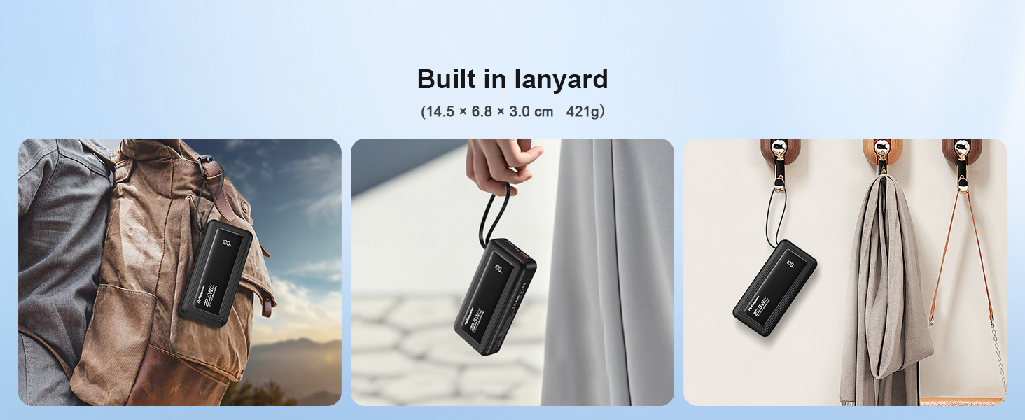 Портативний зарядний пристрій Power Bank 20000mAh, 22.5W, з LED дисплеєм, 6 виходів, 2 входи, сумісний з iPhone, Samsung, Pixel (Чорний)