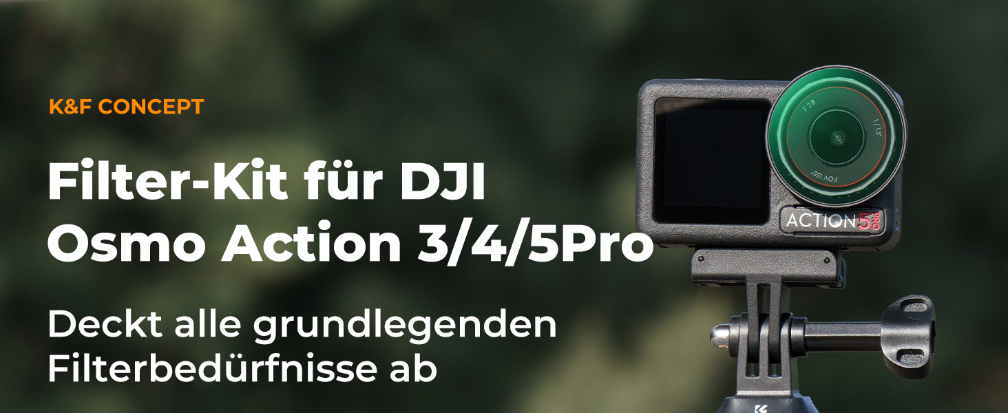 Набір фільтрів K&F Concept ND для DJI Osmo Action 4/5 PRO: ND8, ND16, ND32, ND64 + поляризаційний фільтр (CPL)