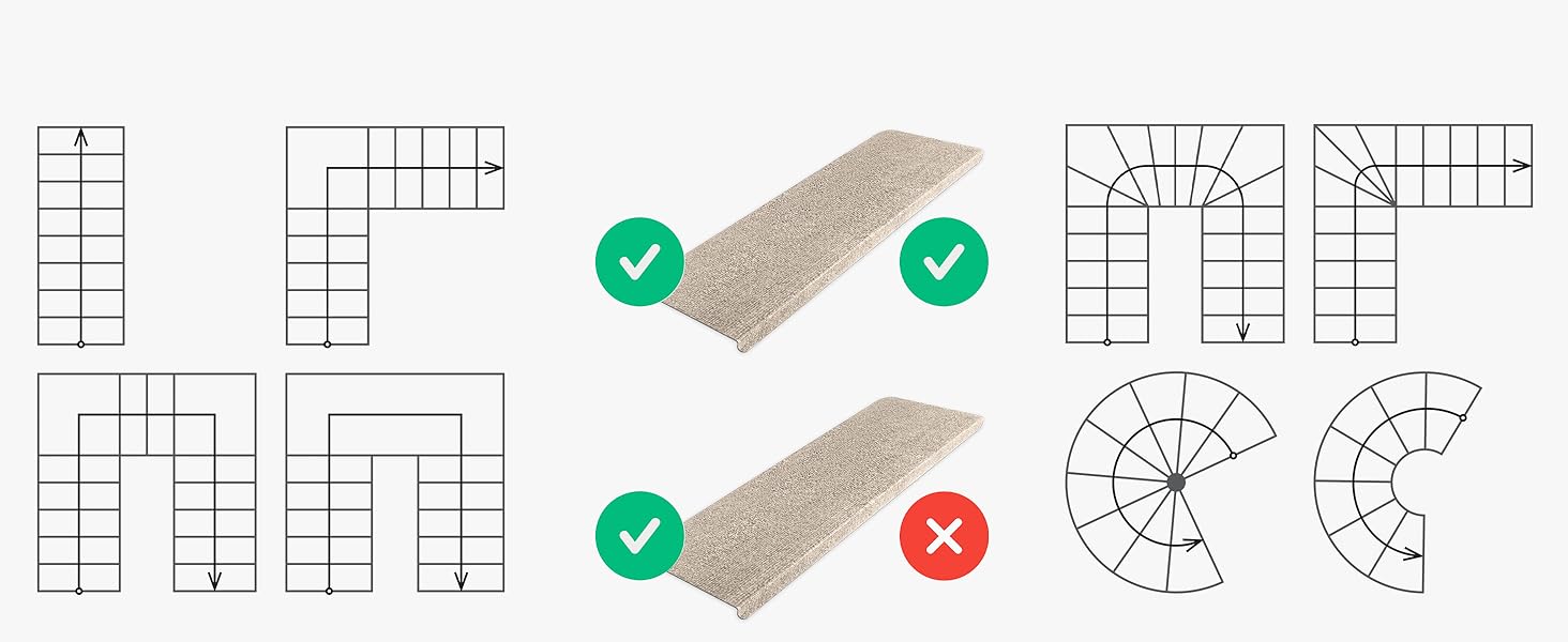Casa Pura Non-Slip Stair Treads - 15 Piece Set - Adhesive Backed, Round Edge - Indoor Stair Carpet - Anthracite Grey