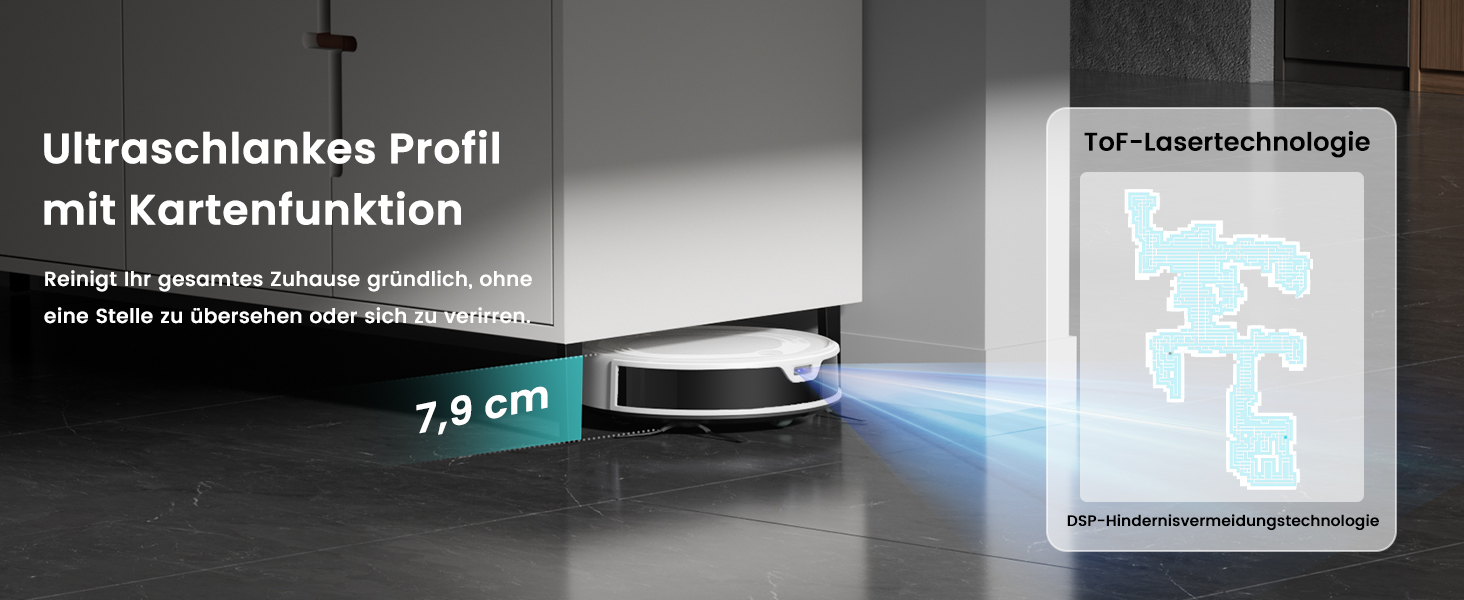 Робот-пилосос LEFANT M2 з функцією миття, 6000Pa, LiDAR-навігація, зони заборони, керування через APP/Alexa, для шерсті тварин, килимів та твердих підлог (M310 Ultra-W)