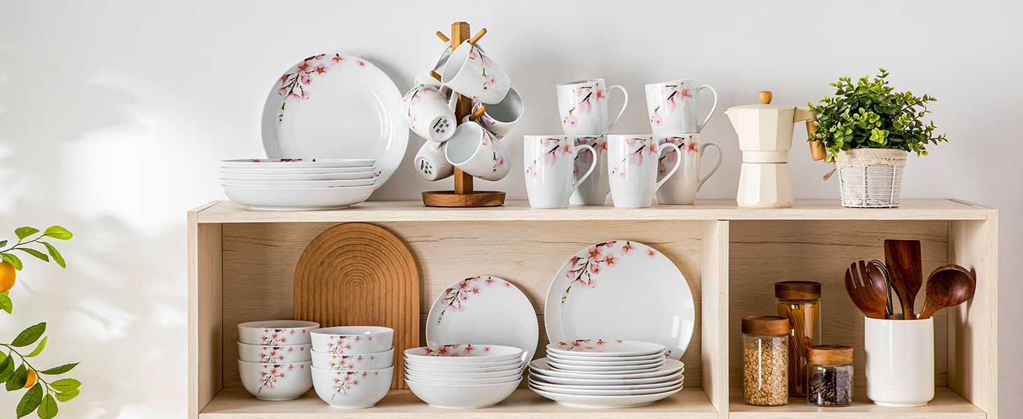 VEWEET ANNIE Набір посуду 18 предметів на 6 осіб, сучасний сервіз з порцеляни, 6 тарілок для їжі, десерту та супу, сервіз Annie