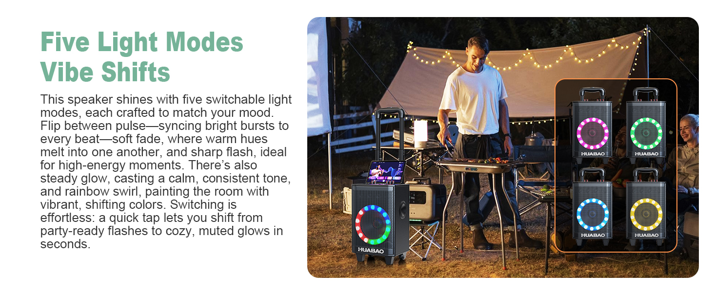 Bluetooth-портативна акустика для караоке з 2 мікрофонами, 11 динаміків, акумулятором 8800mAh, ручкою-тележкою та підсвічуванням. FM/AUX/USB/TF, регулювання басів та високих частот (A113)