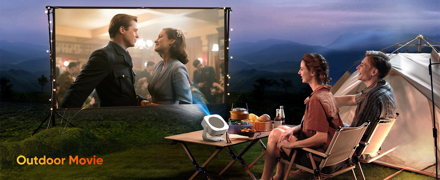 Портативний проєктор 4K Native 1080P з Wi-Fi, Bluetooth та автоматичною корекцією трапецеїдальних спотворень. Підходить для домашнього кінотеатру та використання на відкритому повітрі. Сумісний з ноутбуком, смартфоном та мишкою.