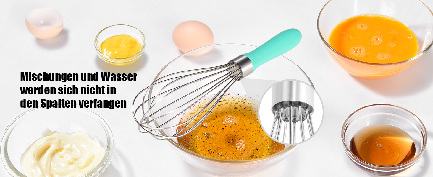 Міксер ручний Doosu 28 см з нержавіючої сталі, 8 гнучких дротів для збивання та змішування (Aqua Sky, S-23cm)