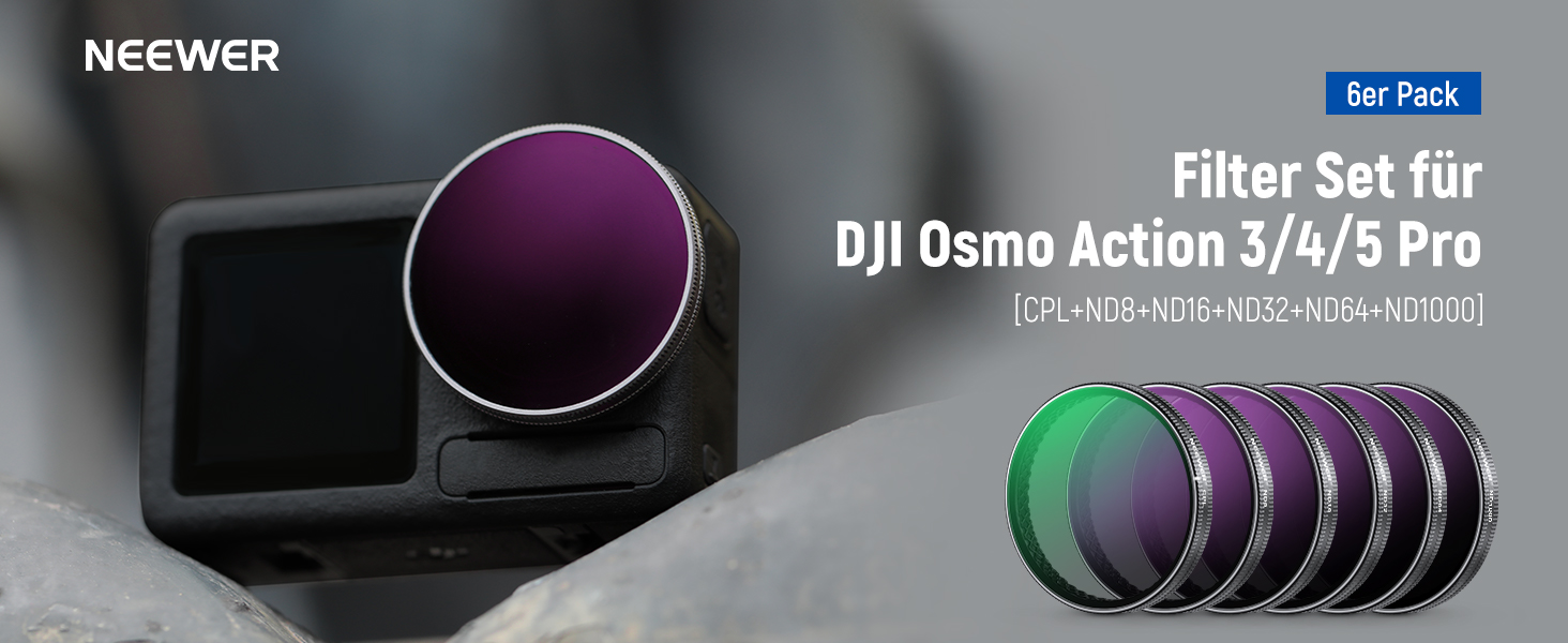 Набір фільтрів NEEWER ND для DJI Osmo Action 3/4/5 Pro (6 шт.) - ND8, ND16, ND32, ND64, ND1000, CPL