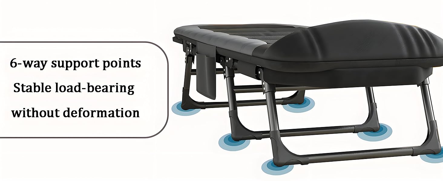 Розкладне ліжко для кемпінгу XXL - широке кемпінгове ліжко, розкладне, легке, з регульованою спинкою, для відпочинку на природі та вдома