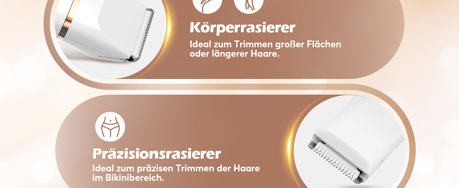 Електричний тример для інтимної зони для жінок 3-в-1, для бікіні, обличчя та тіла, бездротовий, водонепроникний, для чутливої шкіри (білий)