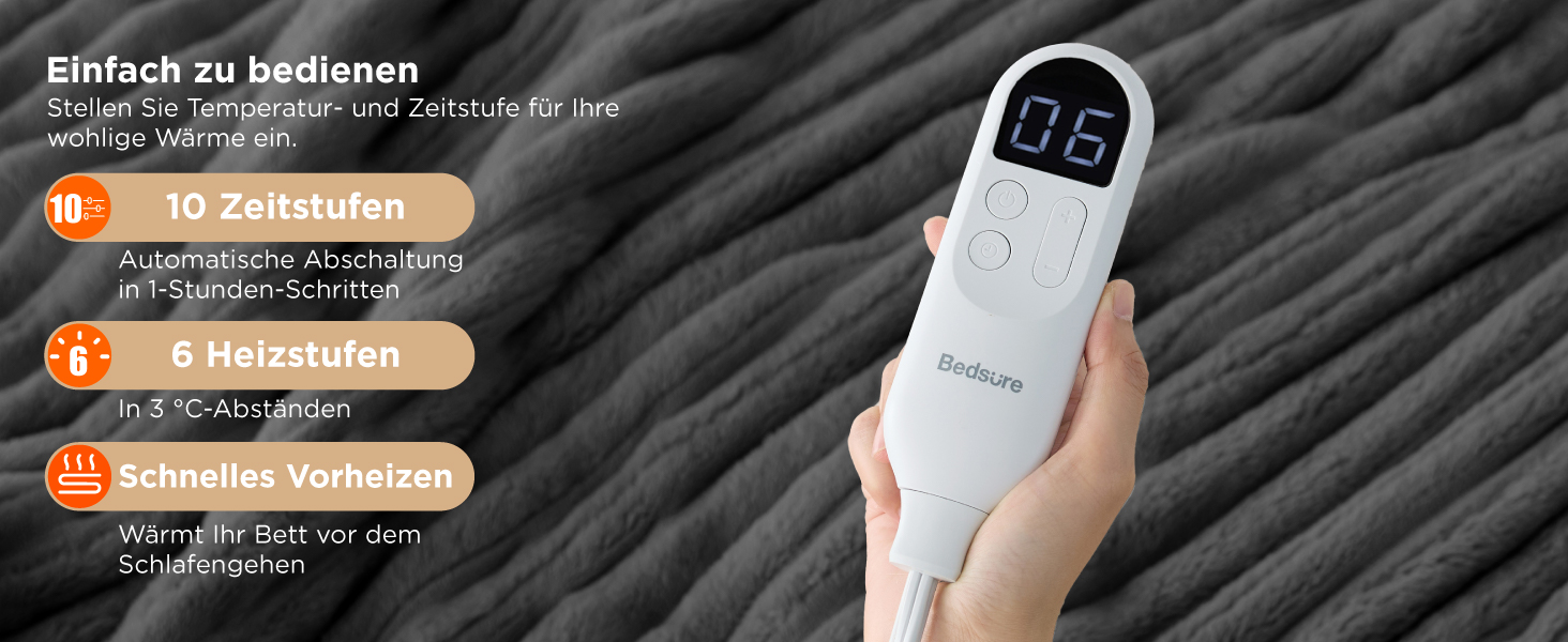Електрична ковдра BEDSURE з автовимкненням, 130x180 см, сіра - ідеальний подарунок для мами на Різдво