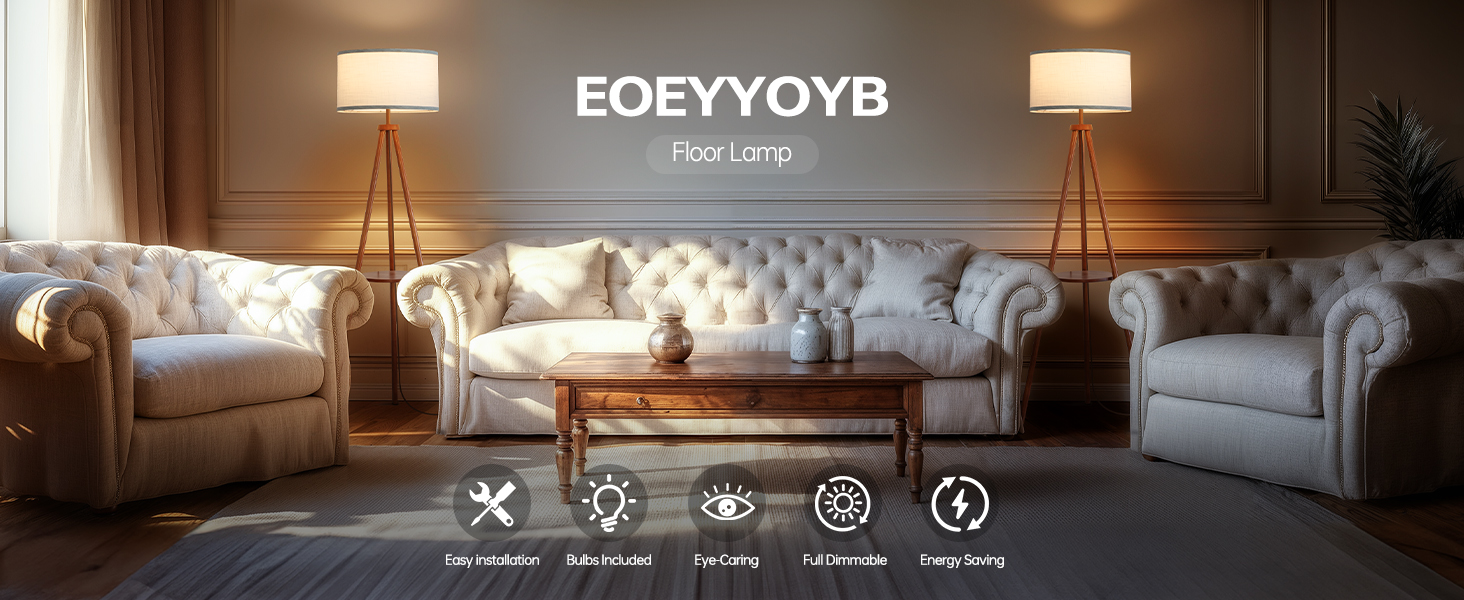 Стельова лампа з полицею, пульт дистанційного керування, 3 колірні температури, тринога, для вітальні, спальні, офісу (горіх), бежевий абажур