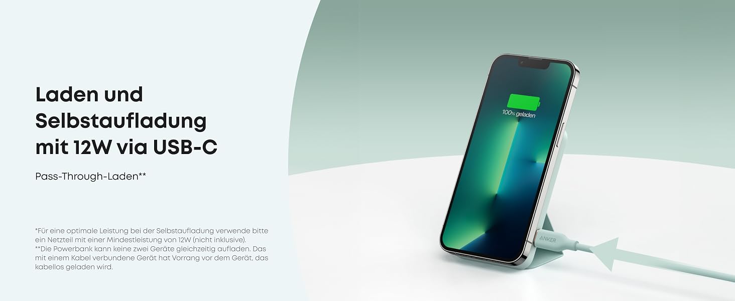 Магнітний бездротовий зовнішній акумулятор Anker 622 MagGo Power Bank 5000mAh з USB-C та складаним дизайном для iPhone 12/13/14/15/16/17, Jade Green