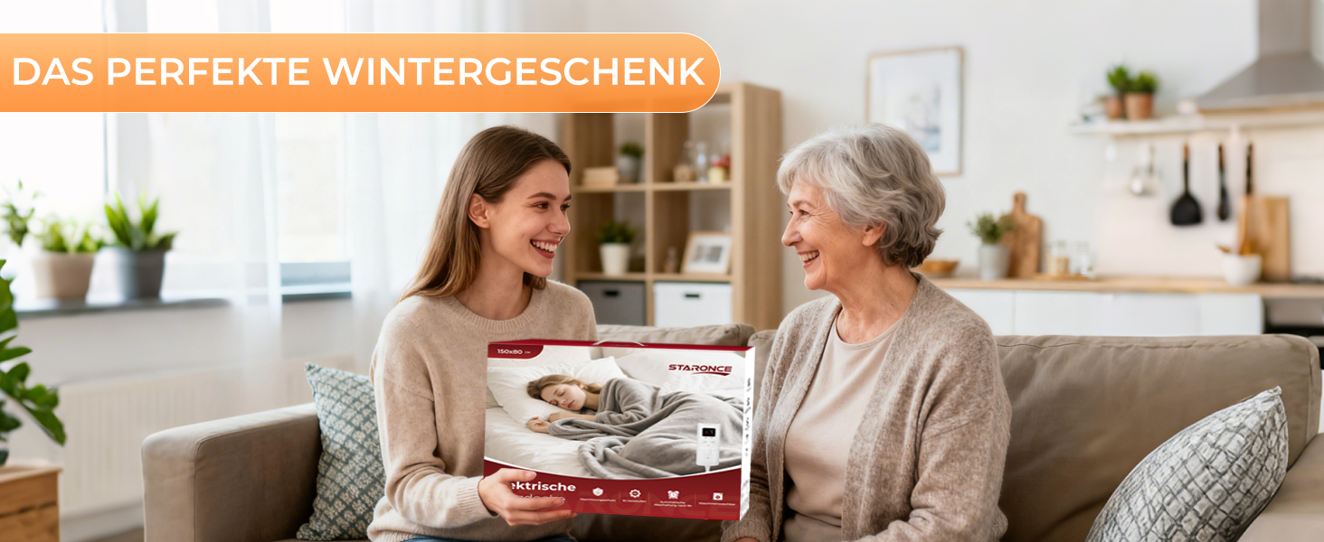 Електрична ковдра StarOnce 160x140 см для двоспального ліжка з 10 рівнями нагріву, автовимкненням, 2 пультами та захистом від перегріву. Можна прати в машині. Біла (150x80 см)