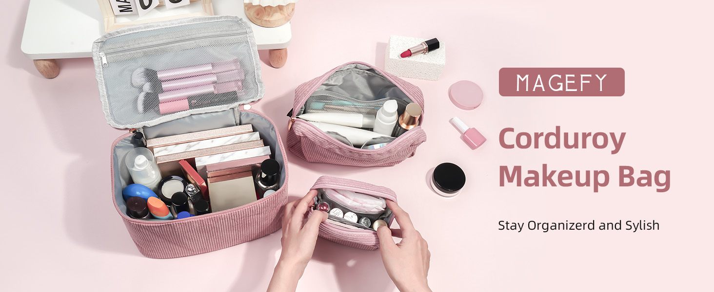 Косметичка MAGEFY: 2 шт. бежева + 3 шт. коричнева. Органайзер для макіяжу, дорожній, з відділеннями