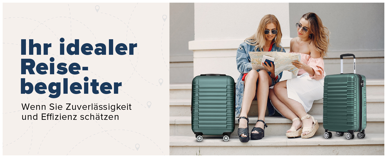 Набір валіз TRVLMORE 3 в 1: жорсткий корпус, ручна поклажа 55x40x20 см, сірий та темно-зелений