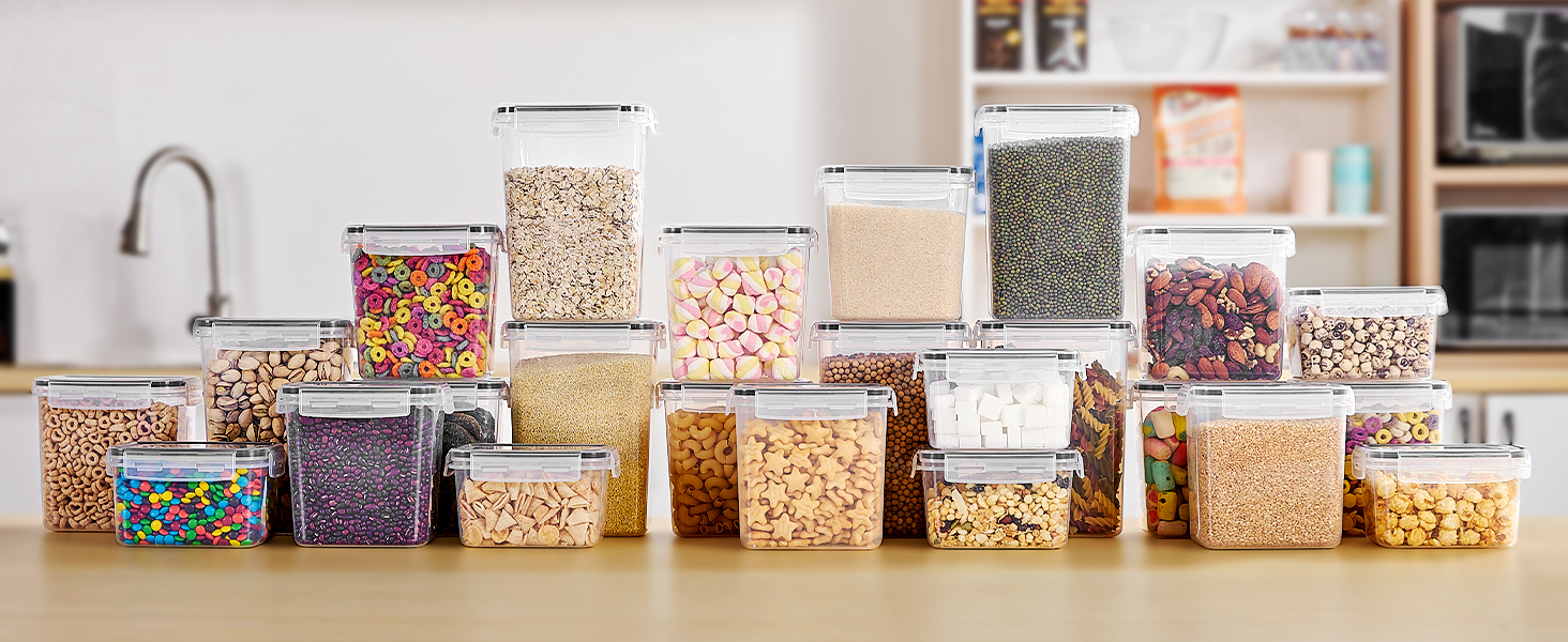 Набір контейнерів для зберігання Vtopmart з кришкою, 24 шт. - BPA-free, для борошна, цукру, круп. З ручкою та етикетками