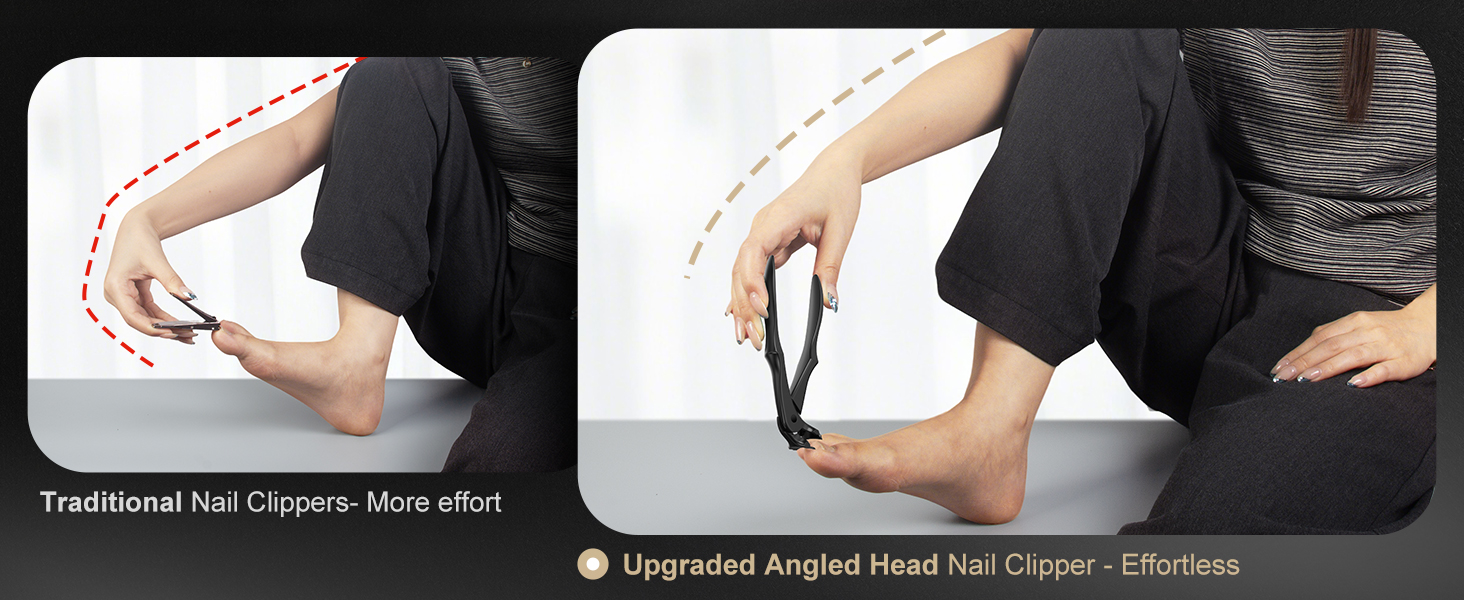 Кусачки для товстих нігтів, широкі губки, для пальців та ніг, гострі, для врослого нігтя, з довгим руків'ям, 5 шт. (чорний)