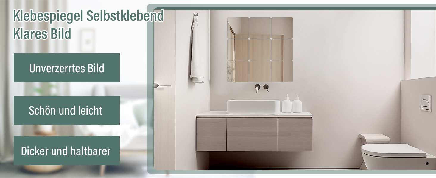 Дзеркала на клейкій основі, 20x20 см (10 шт.) з акрилової плівки, 2 мм - для ванної, вітальні, спальні, шафи